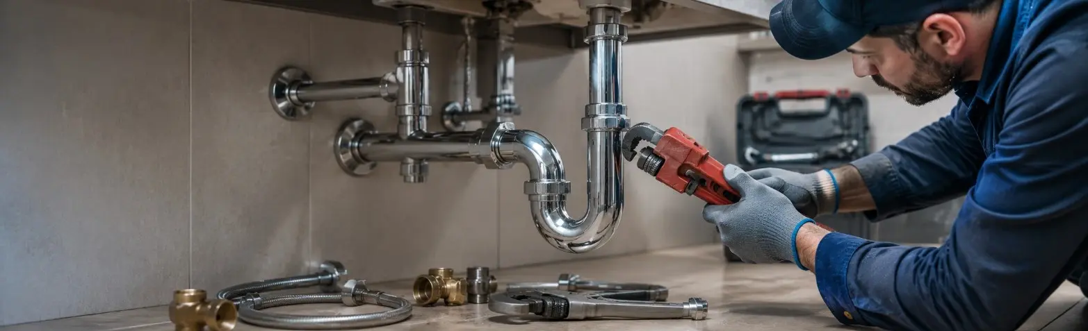 signs of a hidden water leak in your home - Rapid Plumbing CB professional plumber repairing residential plumbing pipes