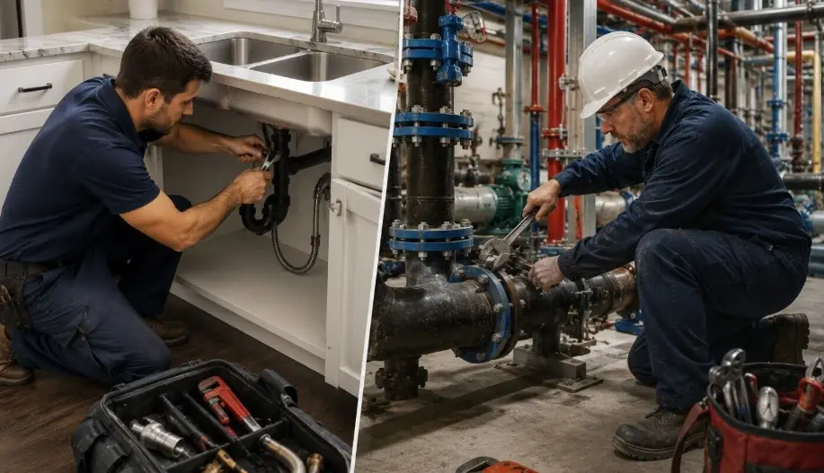 Residential vs Commercial Plumber Difference, -difference between residential and commercial plumbing