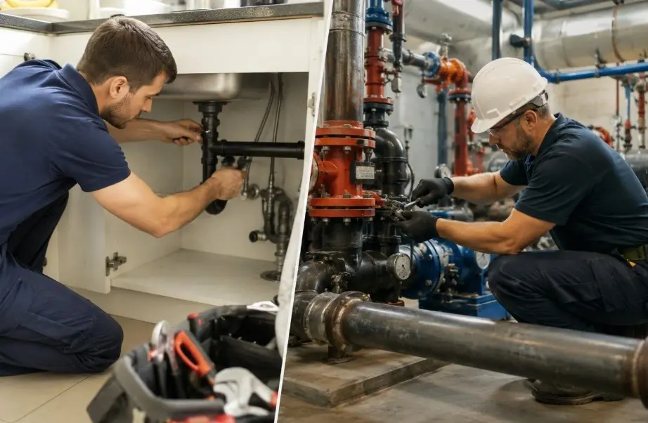 Residential vs Commercial Plumber Difference, difference between residential and commercial plumbing, commercial plumber Council Bluffs, residential plumber Council Bluffs
