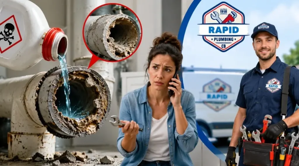 why chemical drain cleaners damage pipes - Rapid Plumbing CB