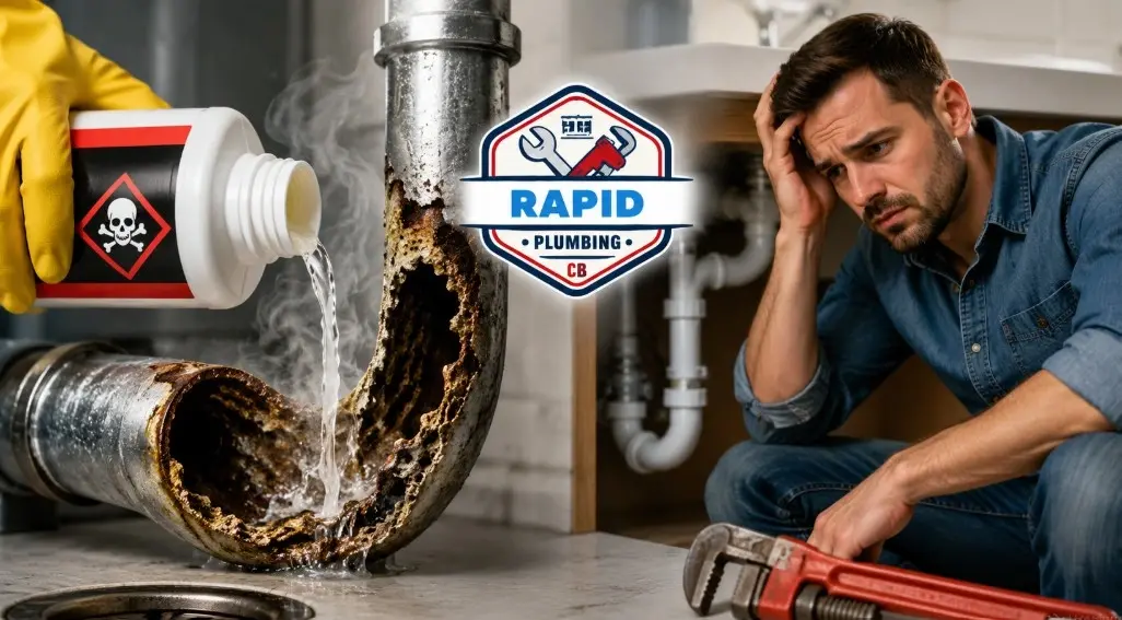 why chemical drain cleaners damage pipes - Rapid Plumbing CB