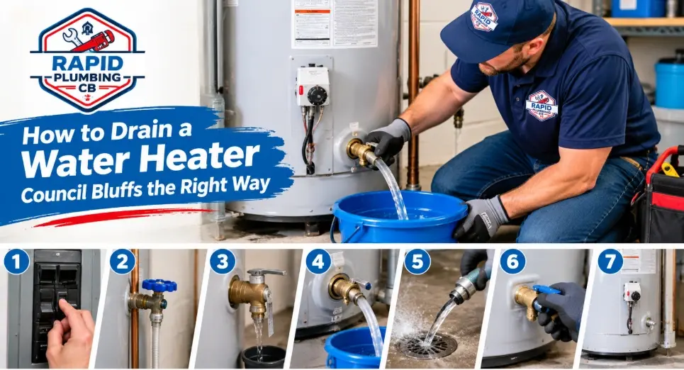 (712) 355-9187 — Learn how to drain a water heater Council Bluffs or hot water heater safely