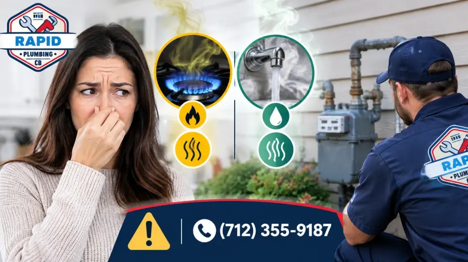 (712) 355-9187 — What does a gas leak smell like, and how do you tell it apart from sulfur water smell