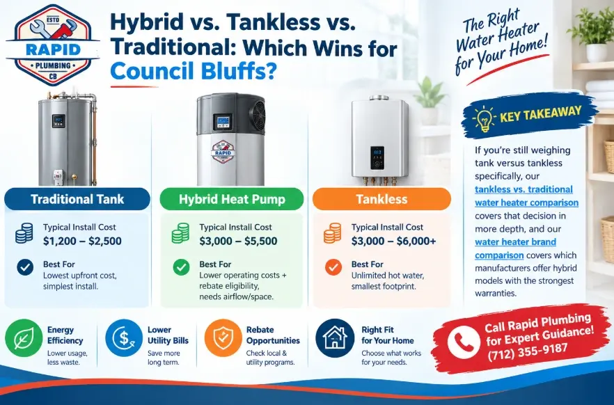 Hybrid vs. Tankless vs. Traditional Which Wins for Council Bluffs
