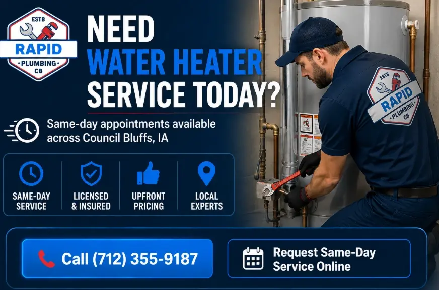 Need Water Heater Service Today Same-day appointments available across Council Bluffs, IA