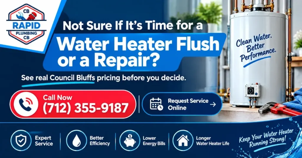 Not Sure If It's Time for a Water Heater Flush or a Repair, See real Council Bluffs pricing before you decide