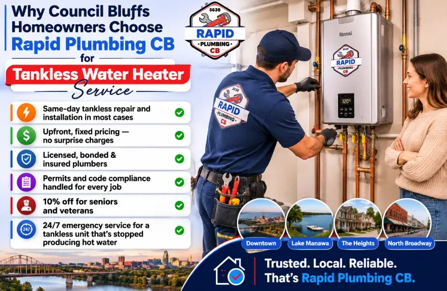 Ready for a Real Tankless Water Heater Quote Same-day appointments available across Council Bluffs, IA
