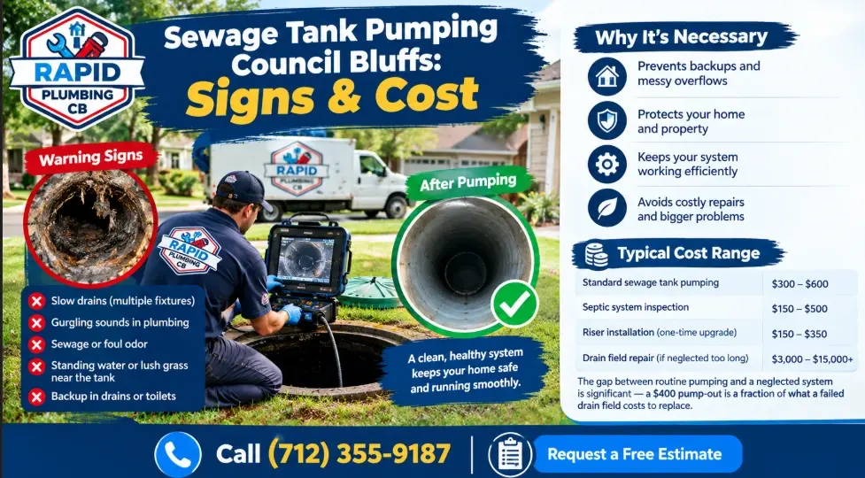 Sewage Tank Pumping Council Bluffs Signs & Cost