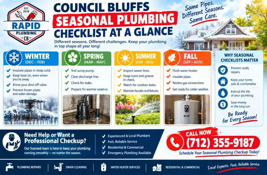 Want a Pro to Walk Your Home Through the Seasonal Checklist?
Licensed, insured, and local to Council Bluffs, IA📞 Call (712) 355-9187 Request Service Online