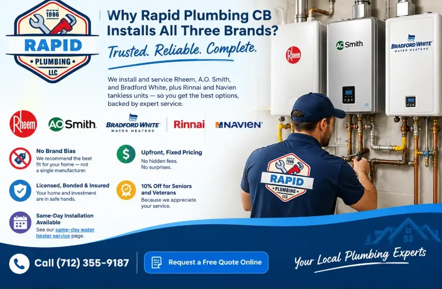 Why Rapid Plumbing CB Installs All Three Brands