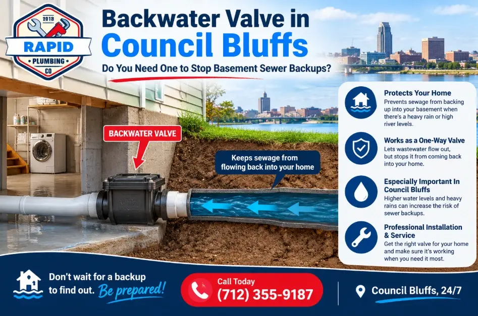 Backwater Valve for Basement Sewer Backup Council Bluffs