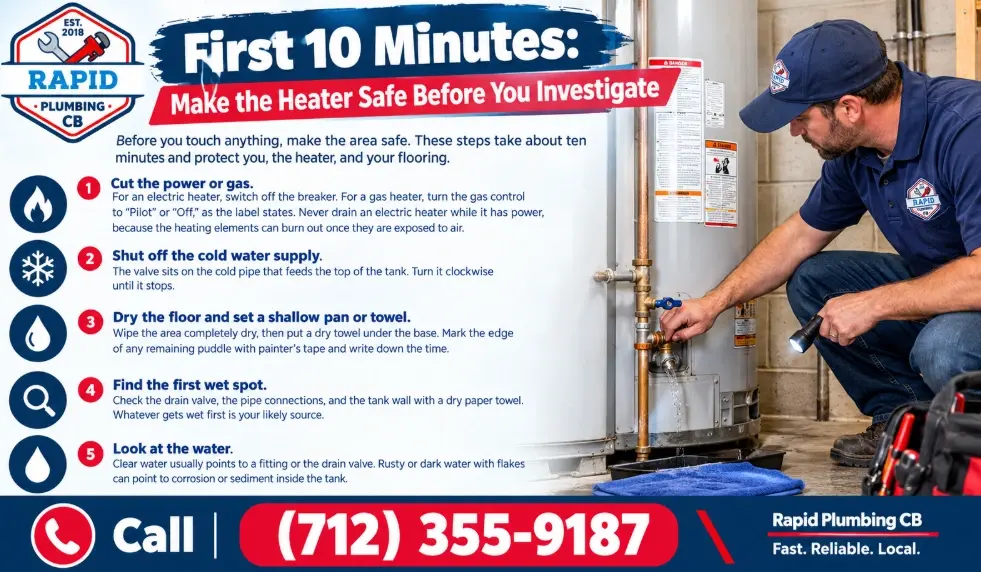 First 10 Minutes Make the Heater Safe Before You Investigate
