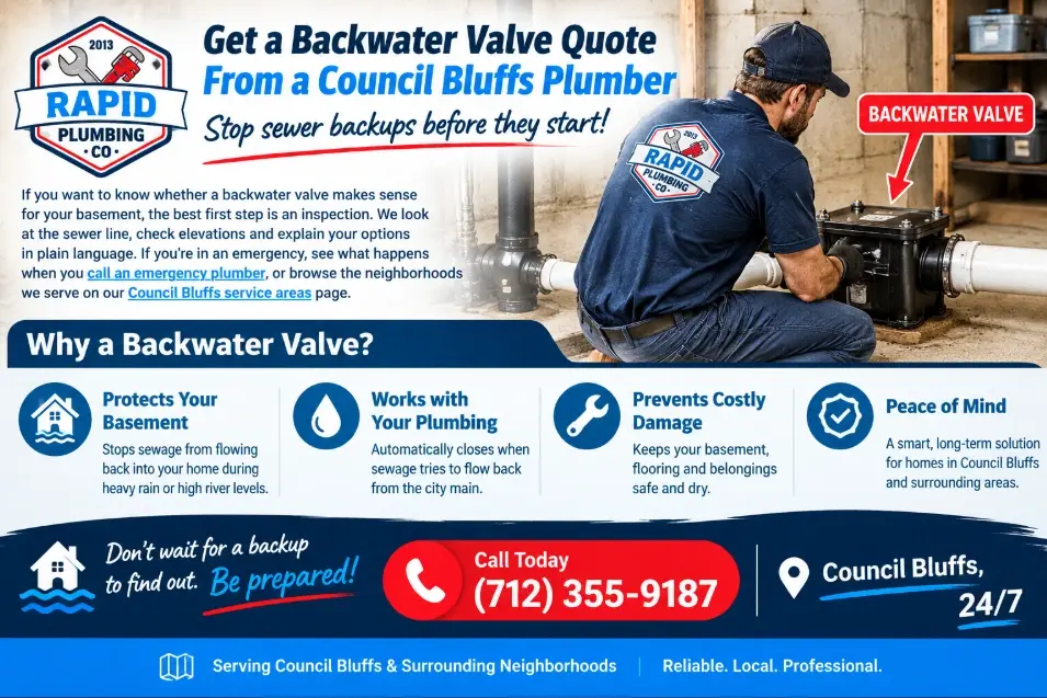 Get a Backwater Valve Quote From a Council Bluffs Plumber
