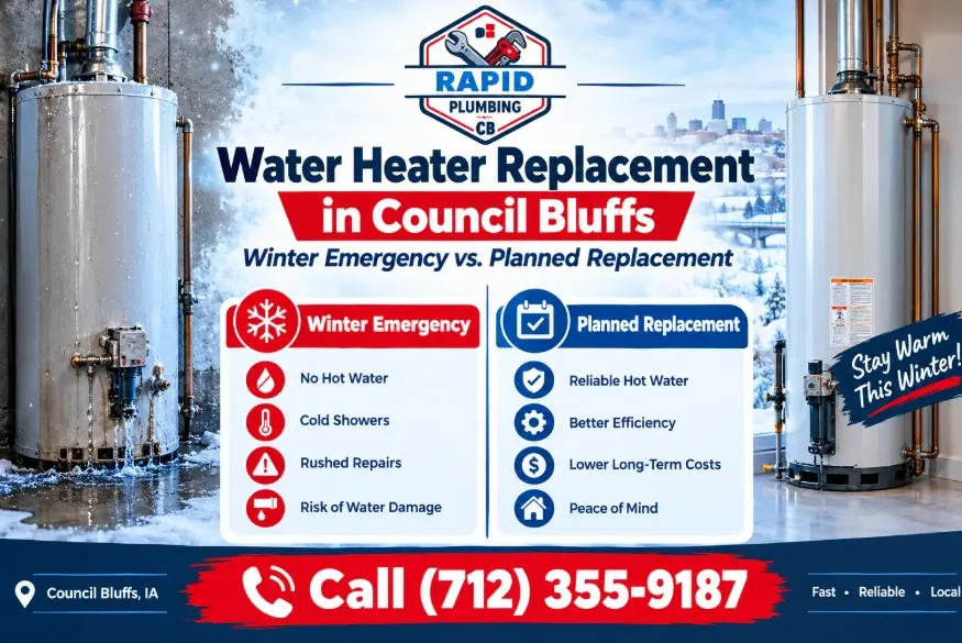 water heater replacement near me, when to replace water heater, water heater winter Council Bluffs, tank vs tankless Council Bluffs winter